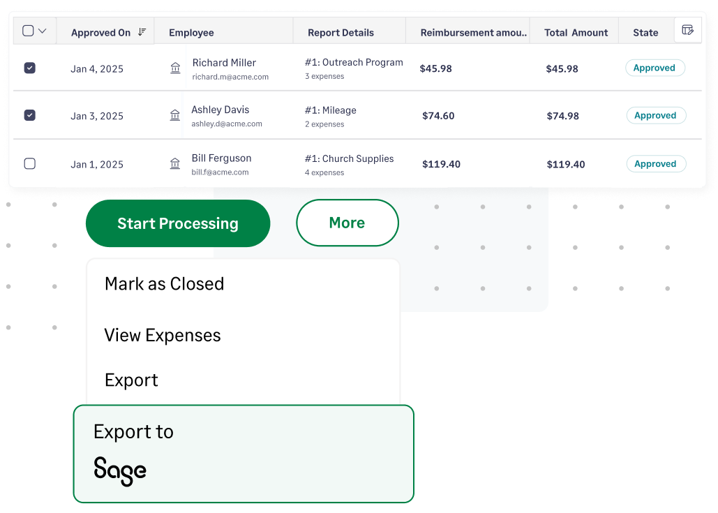 Export expense data from Sage Expense Management directly to your accounting software seamlessly