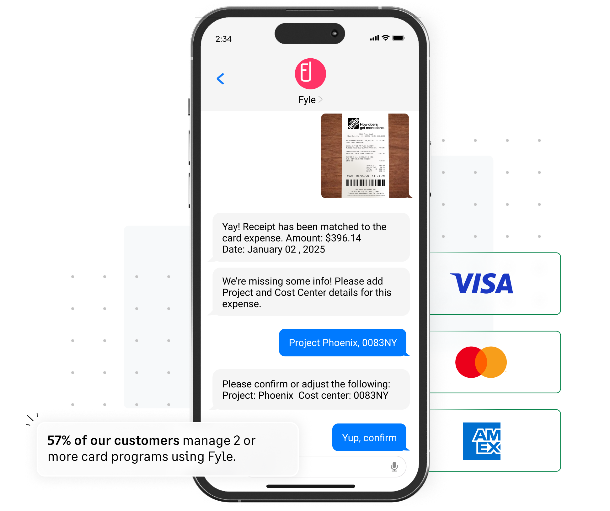 Reply to the card spend notification with a receipt picture to reconcile it automatically with Sage Expense Management