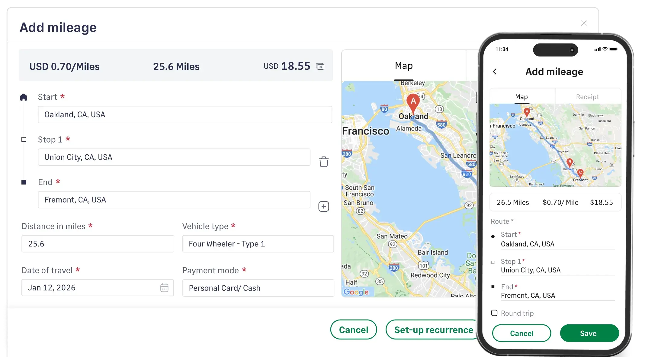 Track business mileage with Sage Expense management