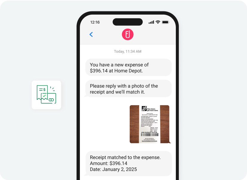 Fyle helps collect receipts and reconcile card spend via Text