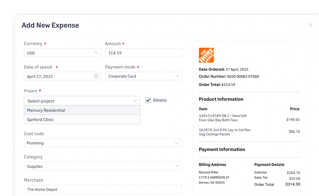 Fyle's early software interface from 2017, showing the first version of the expense management platform.