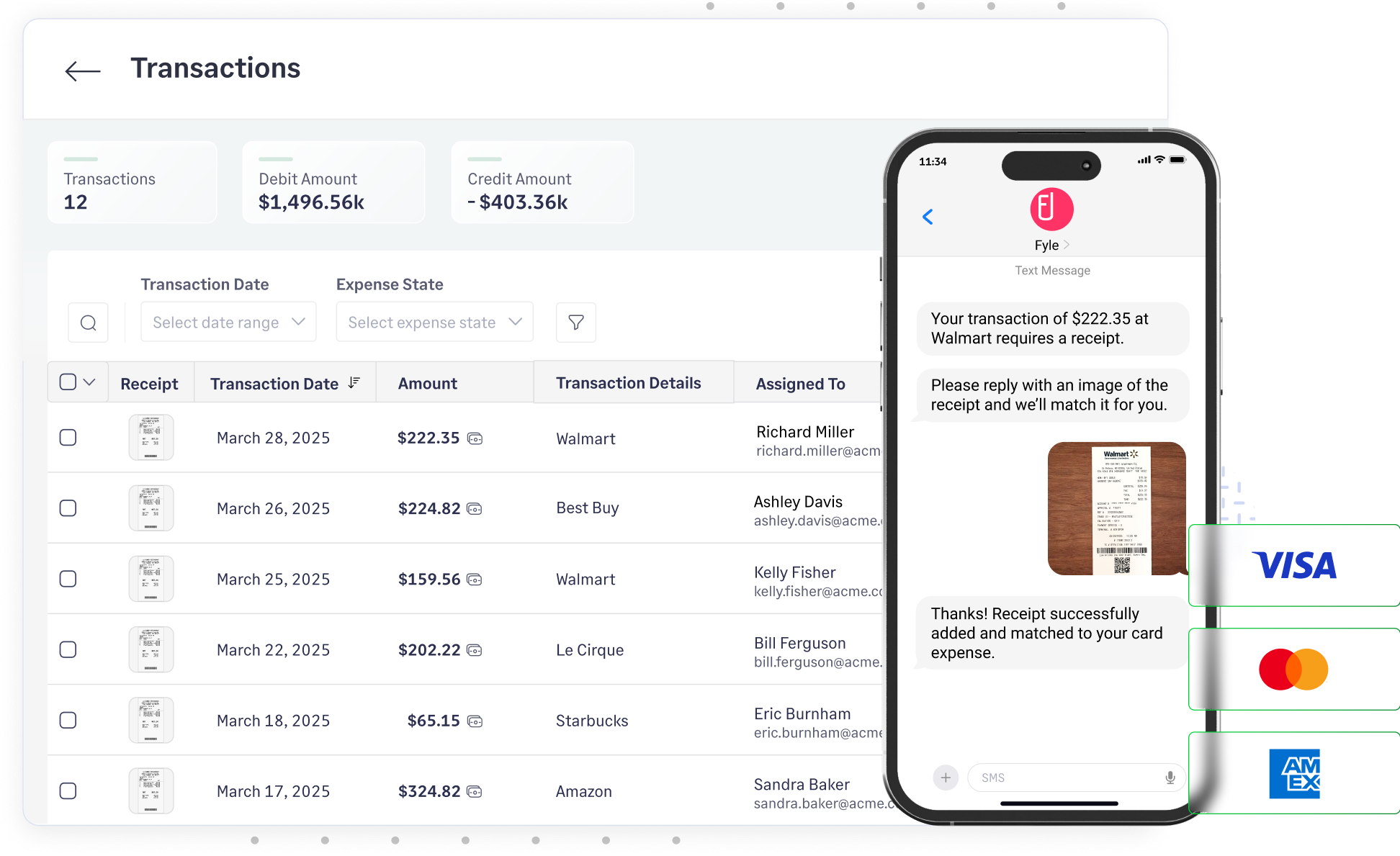 Manage Visa, Mastercard and American Express card employee spend from Sage Expense Management