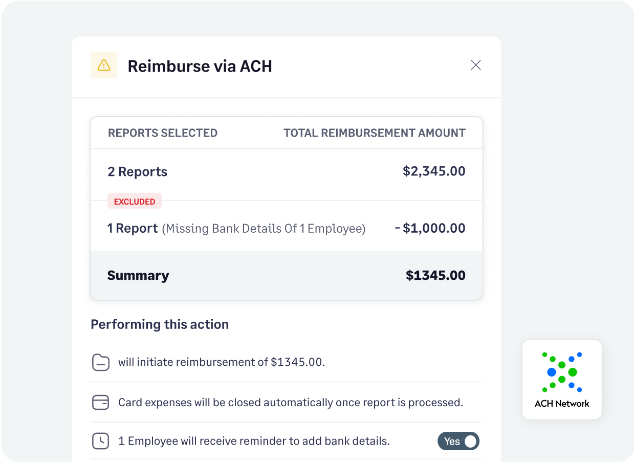 Easily reimburse your construction teams for out-of-pocket expenses via ACH payments