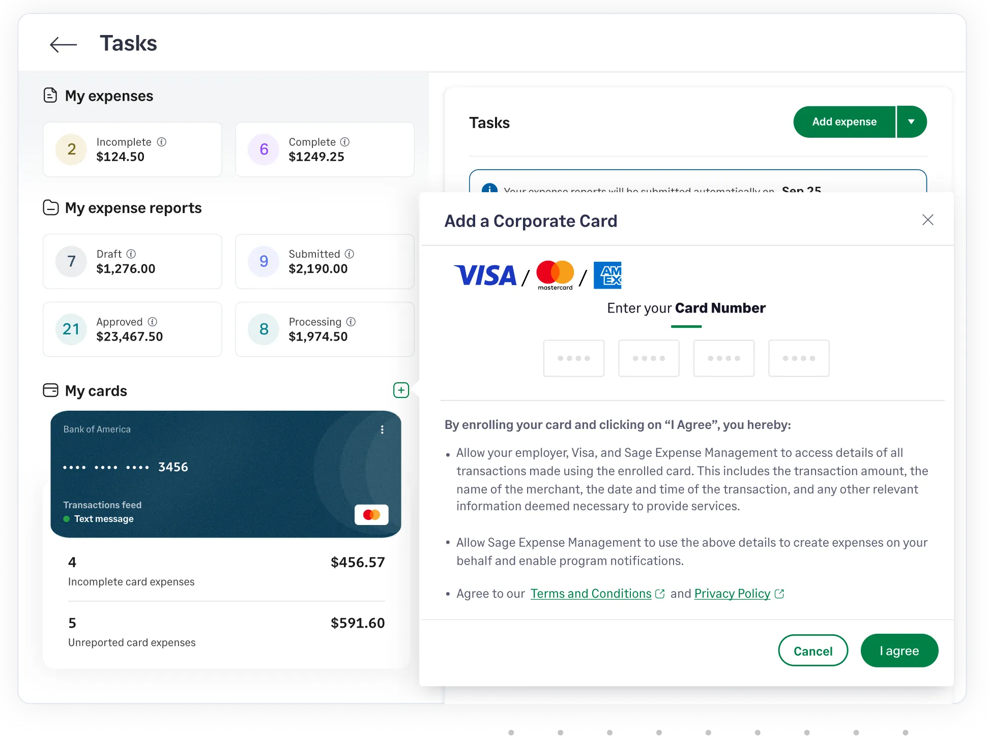 Connect your business credit cards to Sage Expense Management