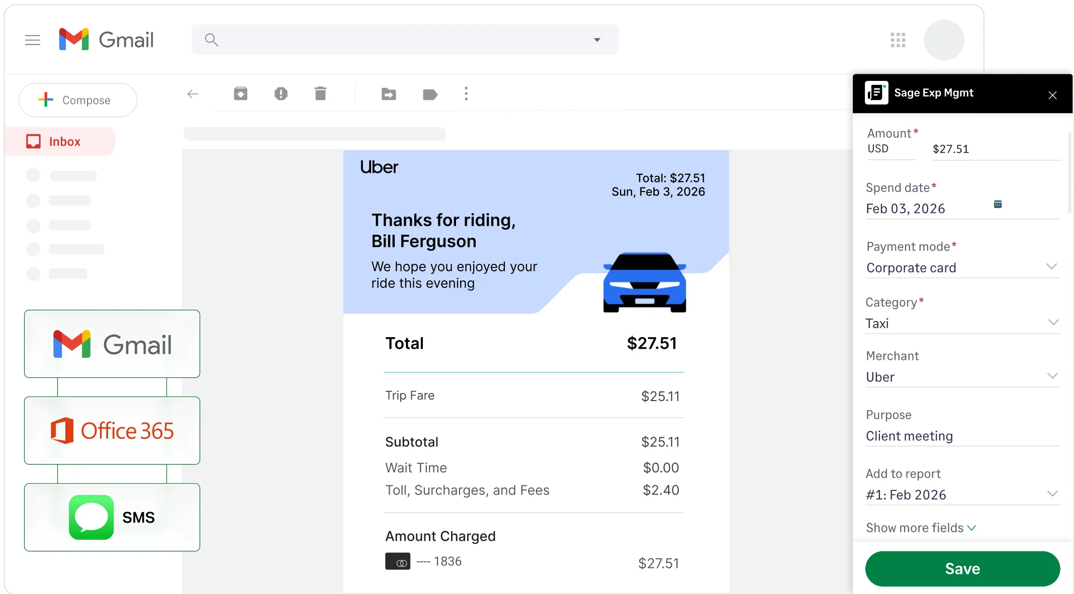 Receipts tracking via email plugin for Sage Expense Management's