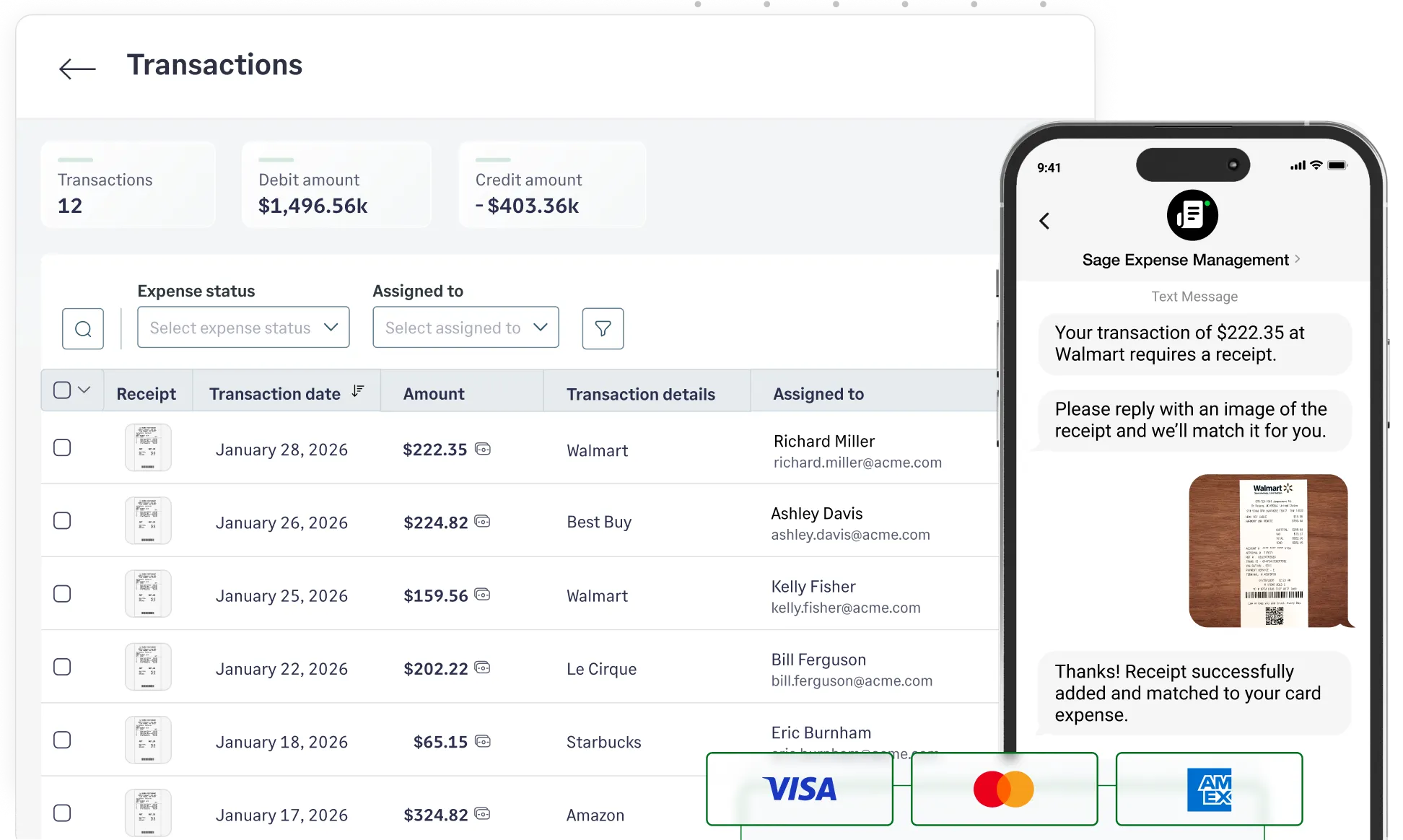 Track and reconcile credit card expenses in real time on Sage Expense Management