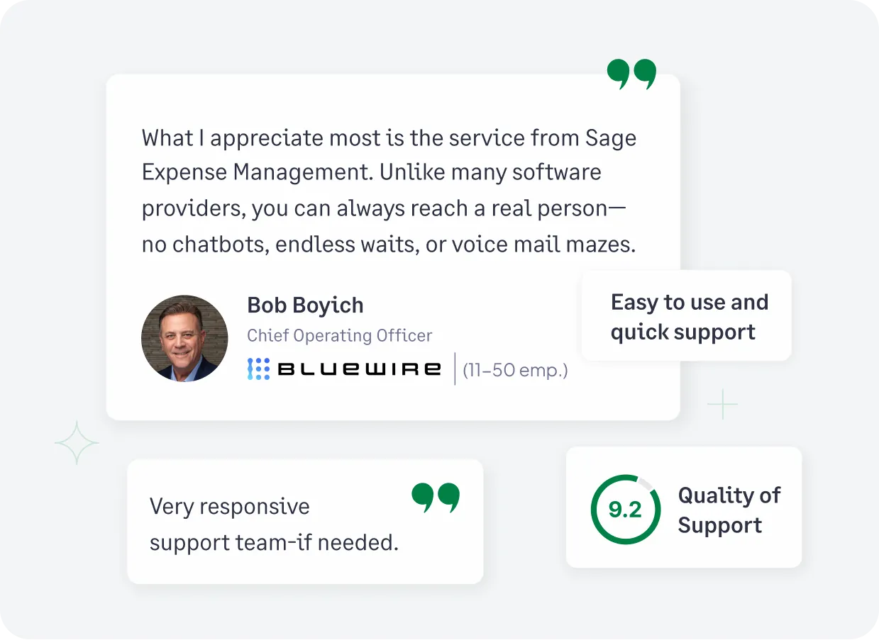 Experience best in class customer support with Sage Expense Management