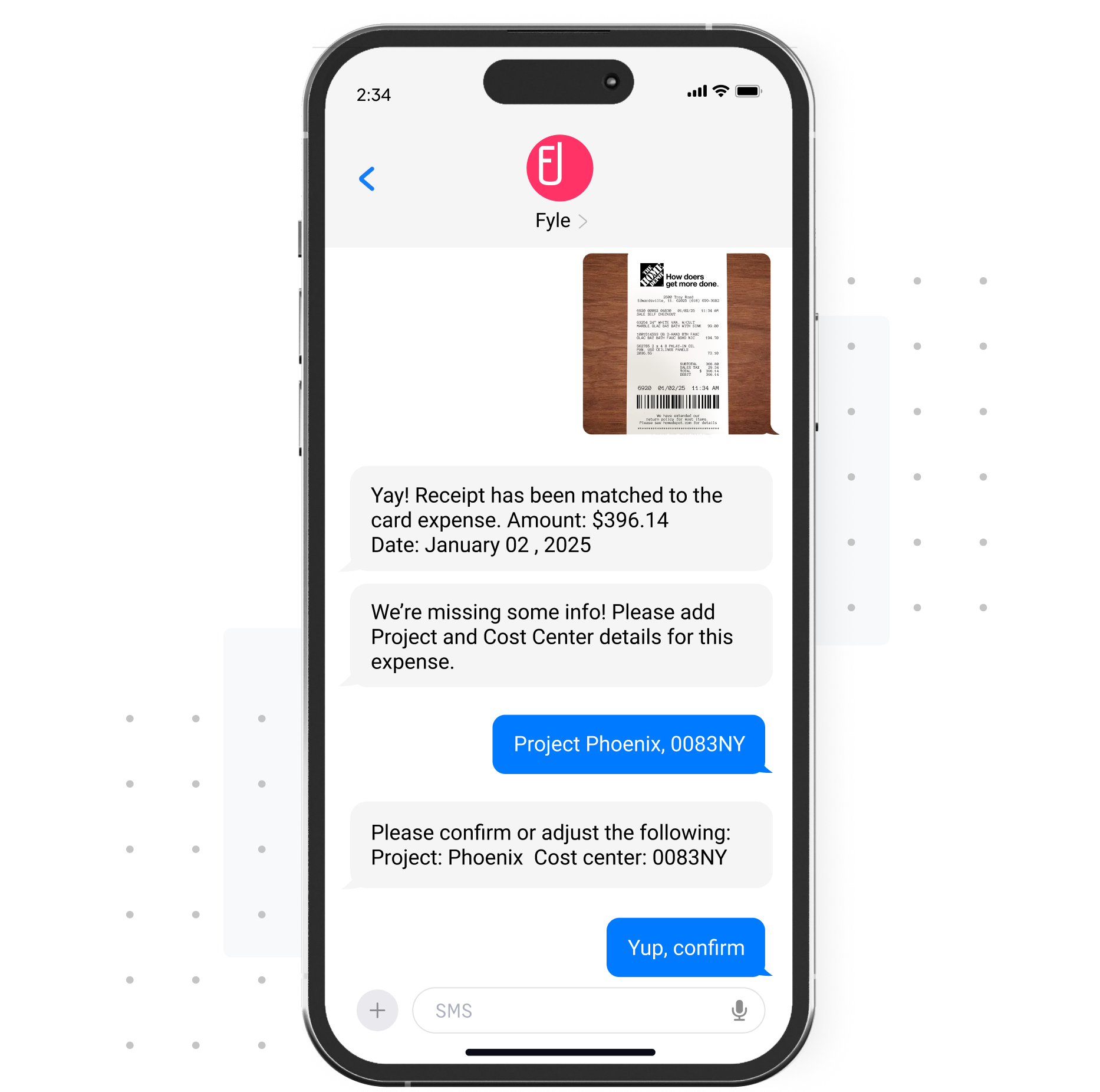 An expense tracking software that lets you submit receipts via text messages.
