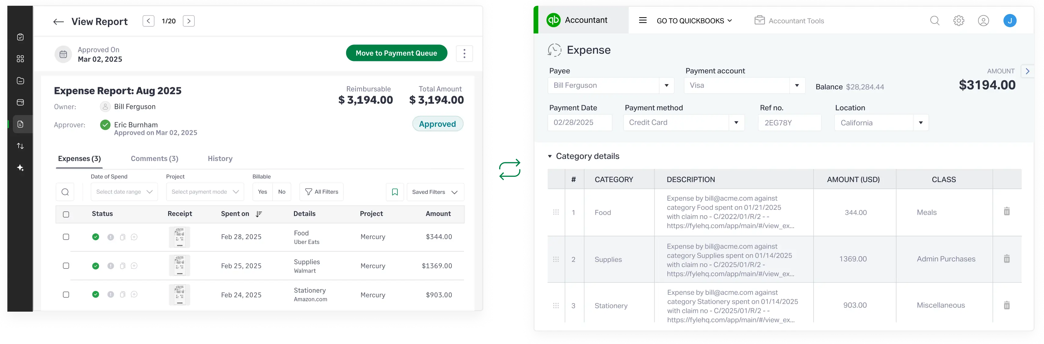Powerful accounting integrations that let you control expense sync