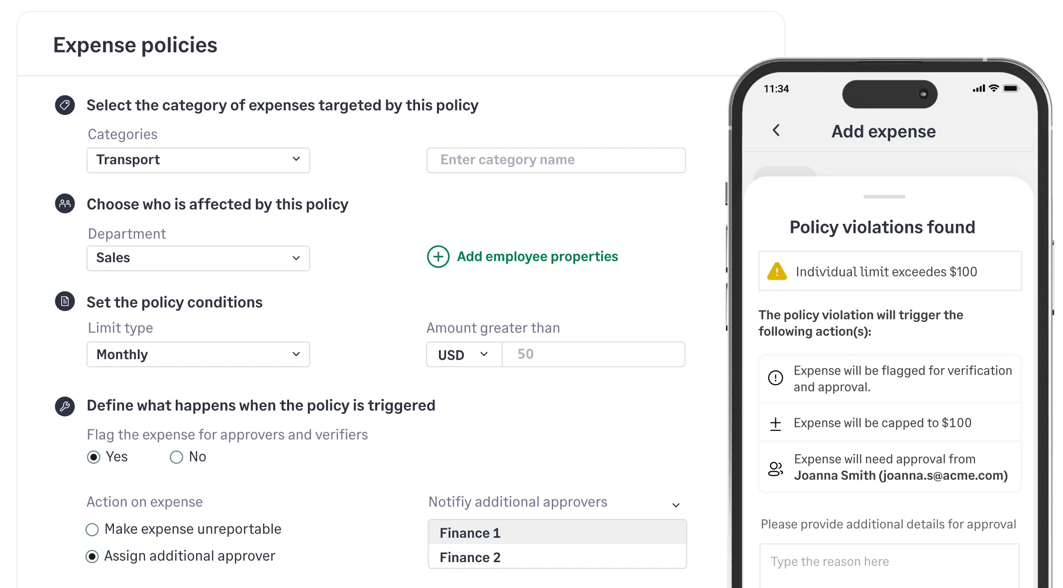 Set up expense policies and business rules in Sage Expense Management for automated compliance checks