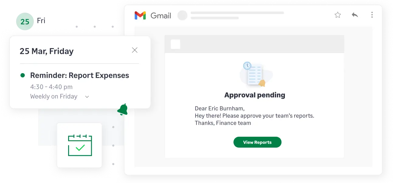 Set up custom reminders for employees to submit receipts and expenses
