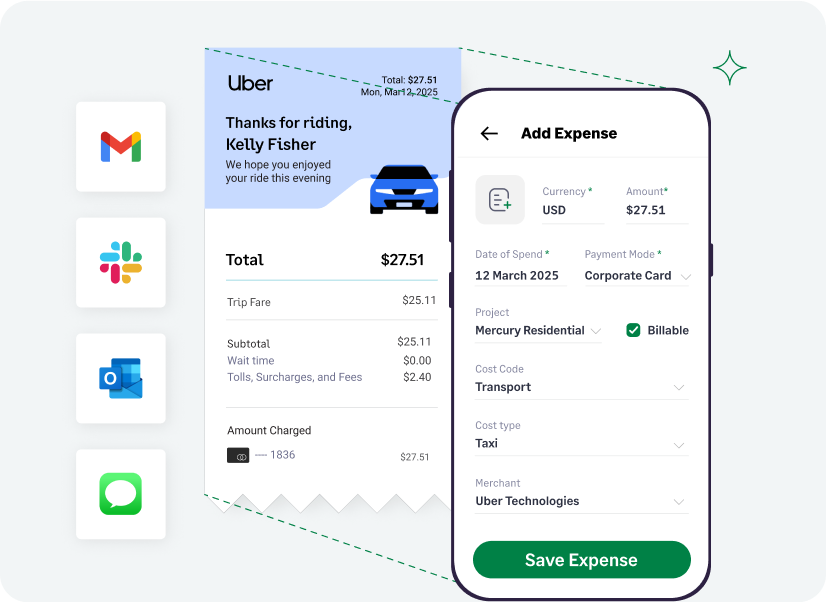Employee can track expenses from everyday apps with Fyle
