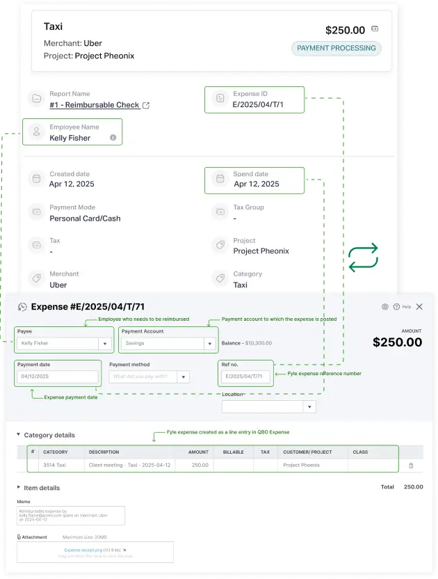 Expense data exports between Fyle and QuickBooks Online
