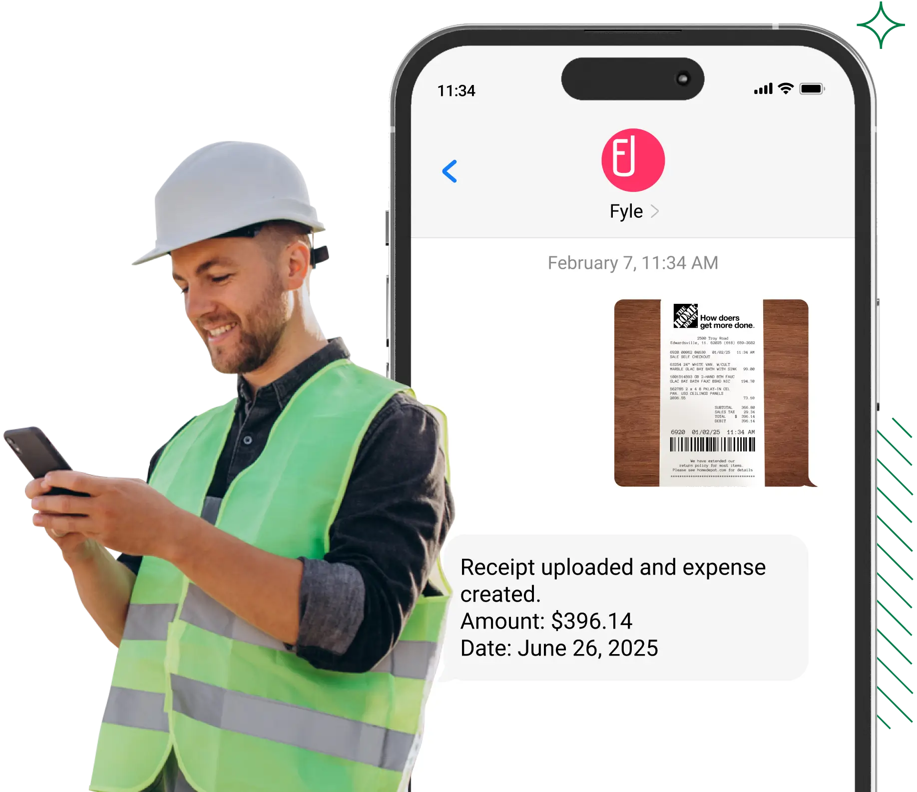Your field employees can just text their receipts