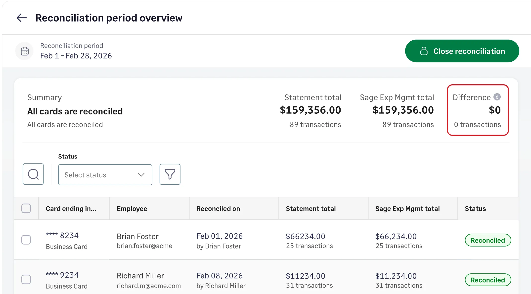 The Sage Expense Management Reconciliation Dashboard helps finance teams reconcile bank statements, resolve mismatches, and prepare accurate expense data for ERP integration.