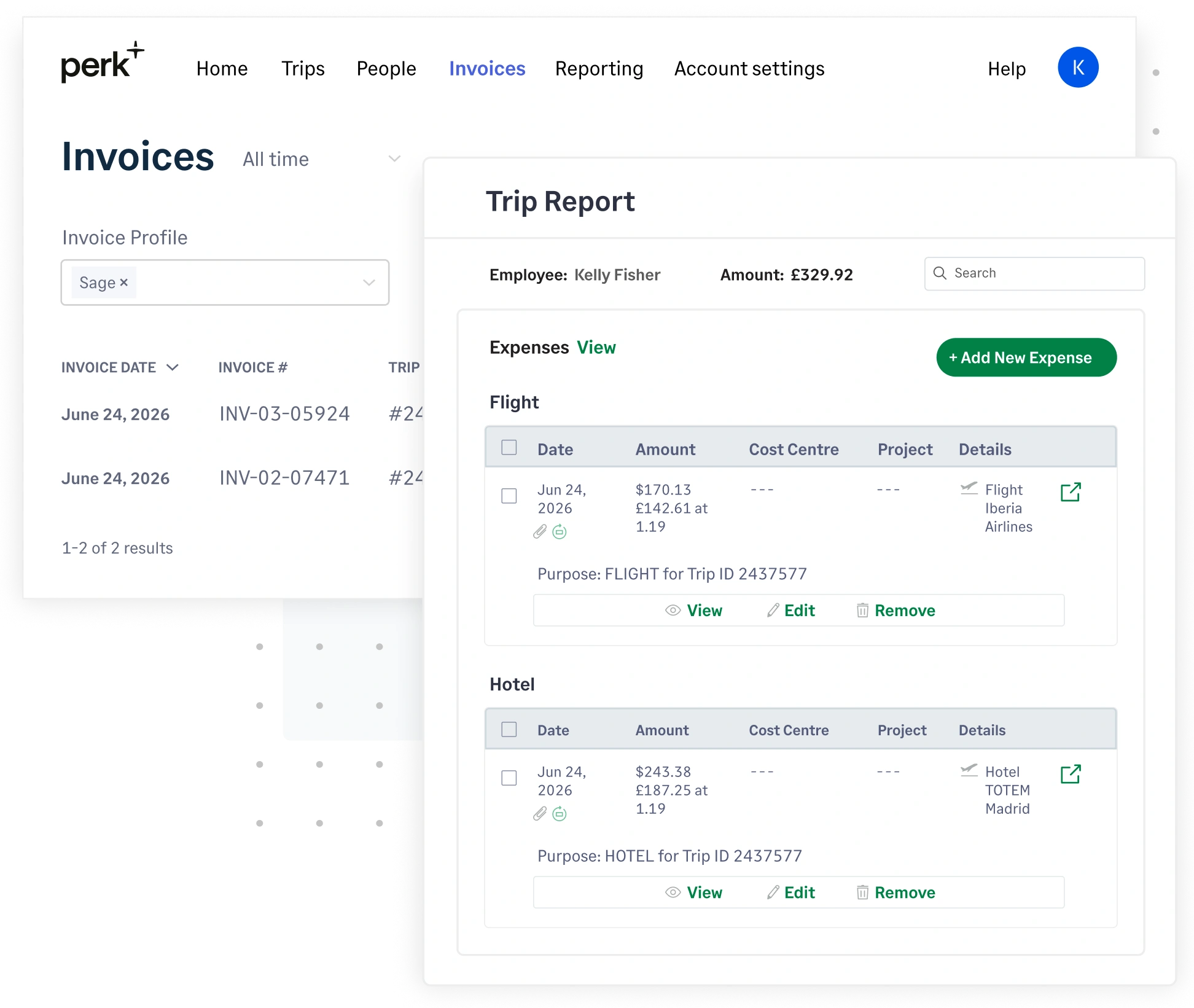 Sync travel expenses from Perk to Sage Expense Management