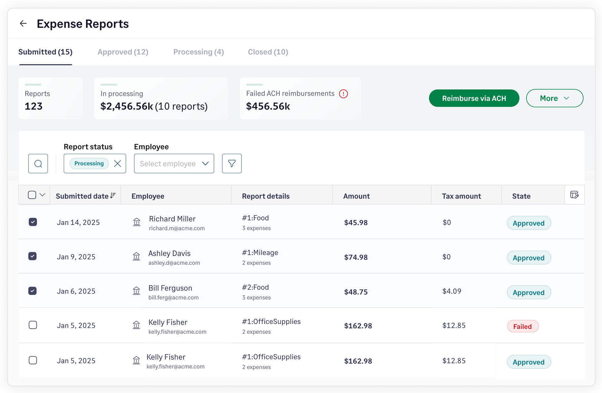 Track reimbursements in real-time