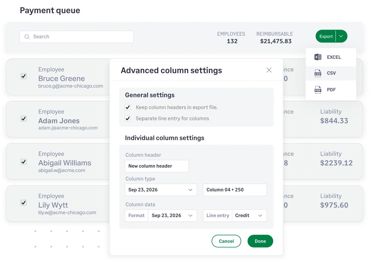 Export reimbursement data in bank-ready formats with Sage Expense Management