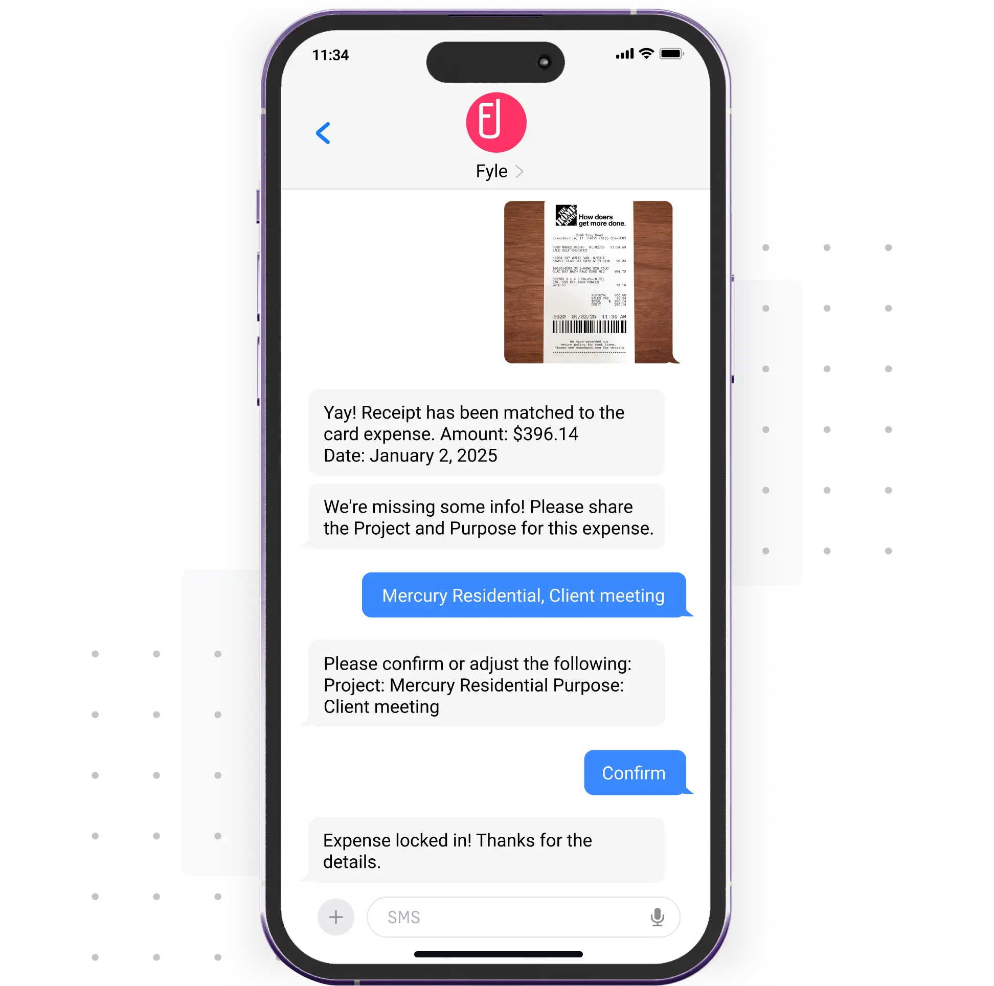 Collect expense details via text powered by AI