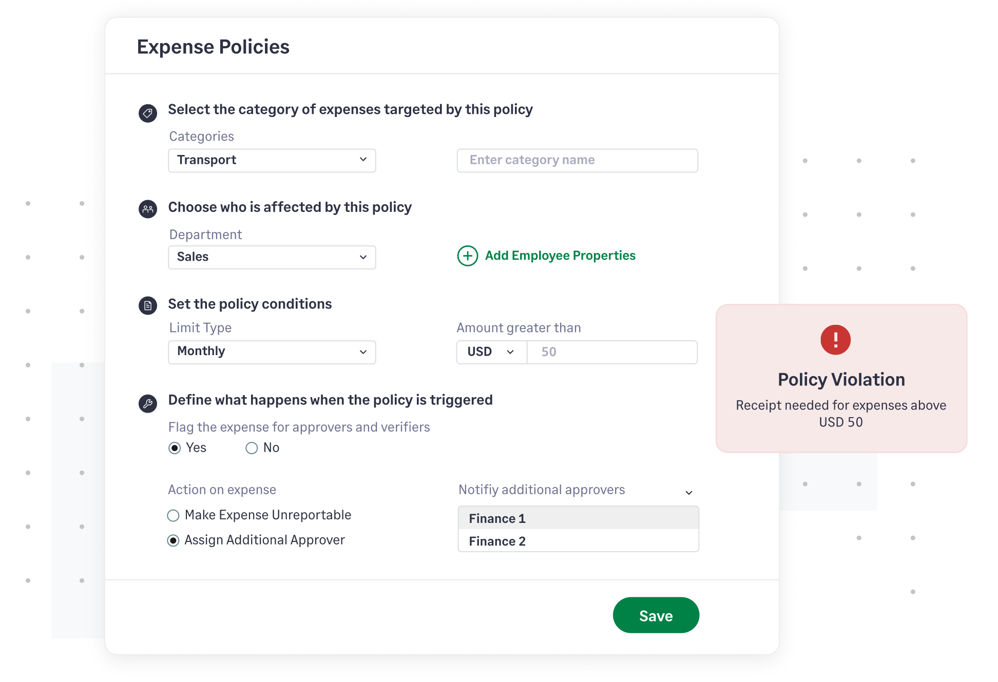Set up expense policies and detect violations instantly with Sage Expense Management