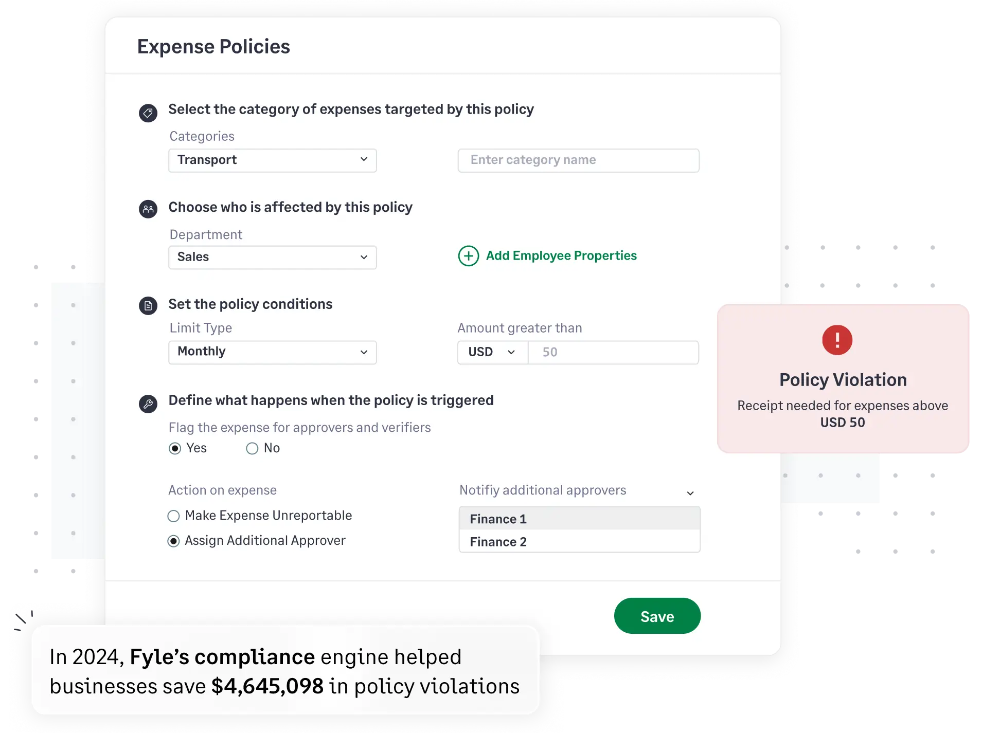 Stay compliant with Sage Expense Management's pre-submission policy checks