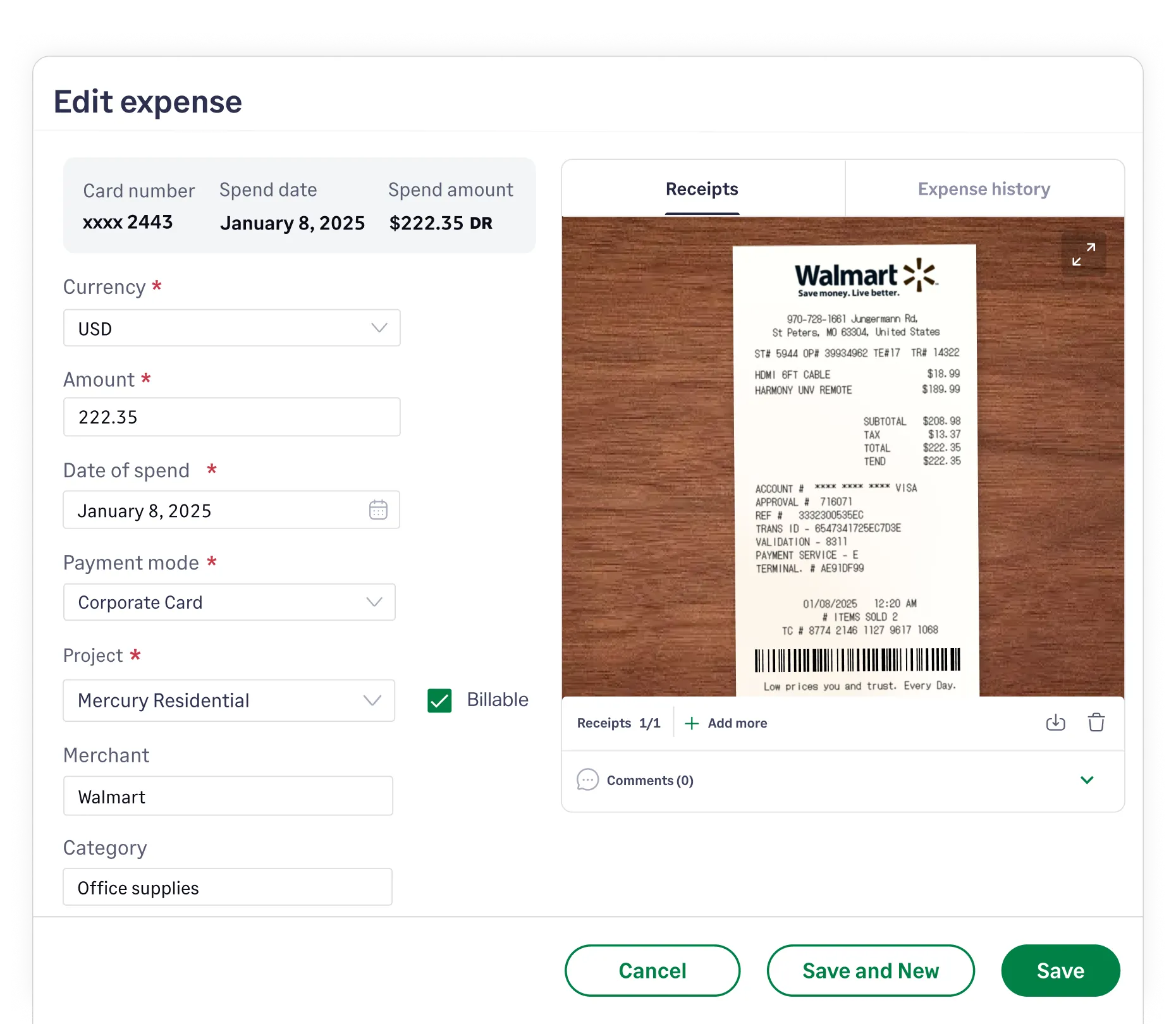 Use Sage Expense Management webapp to manage receipts with ease