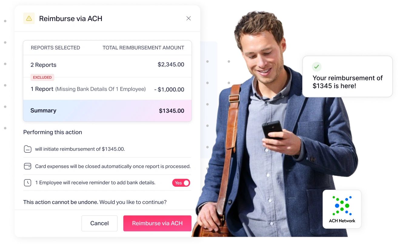 Reimburse your employees directly via ACH from Fyle - the best app for tracking mileage and business expenses