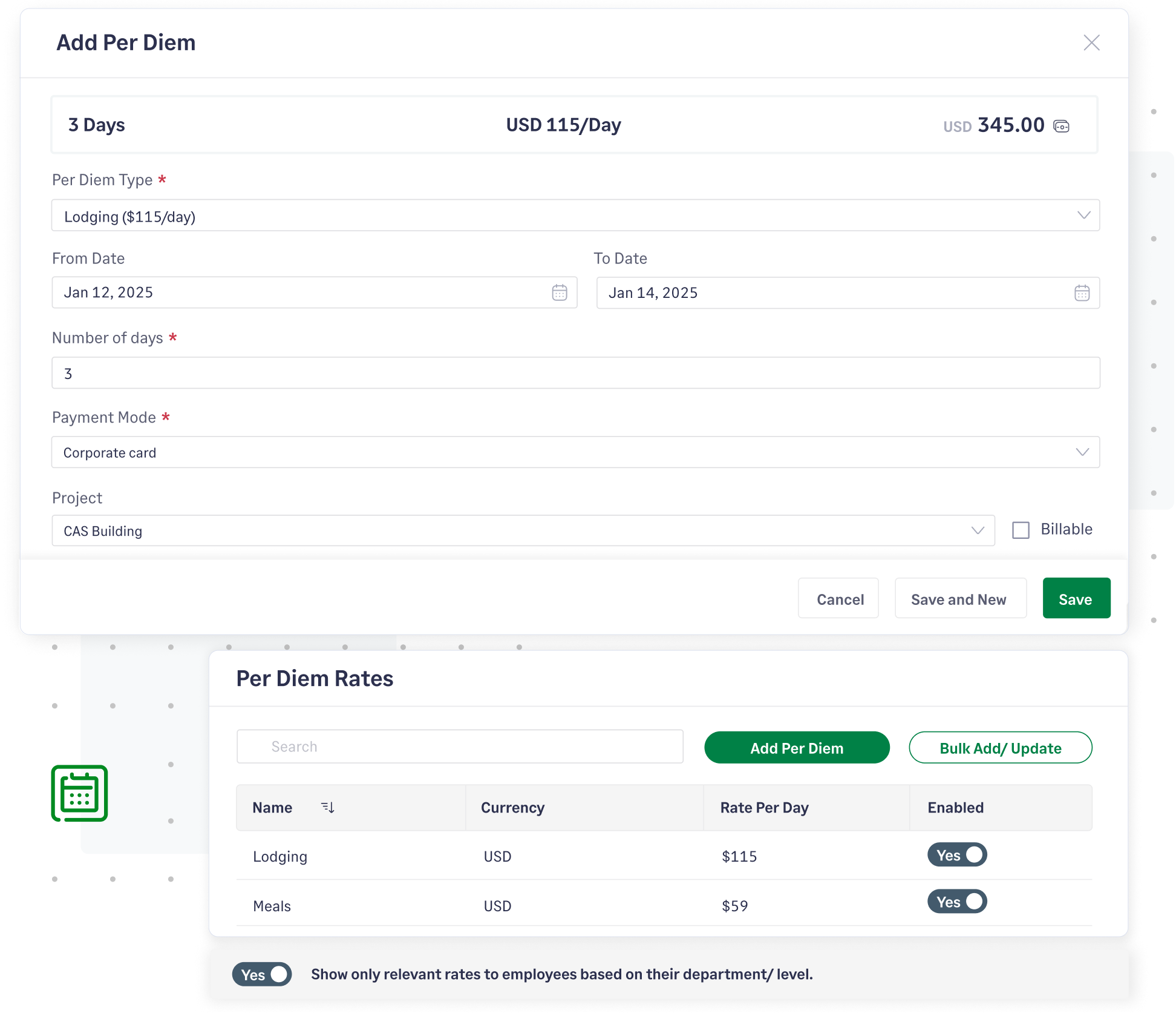 Configure and manage per diems with Sage Expense Management
