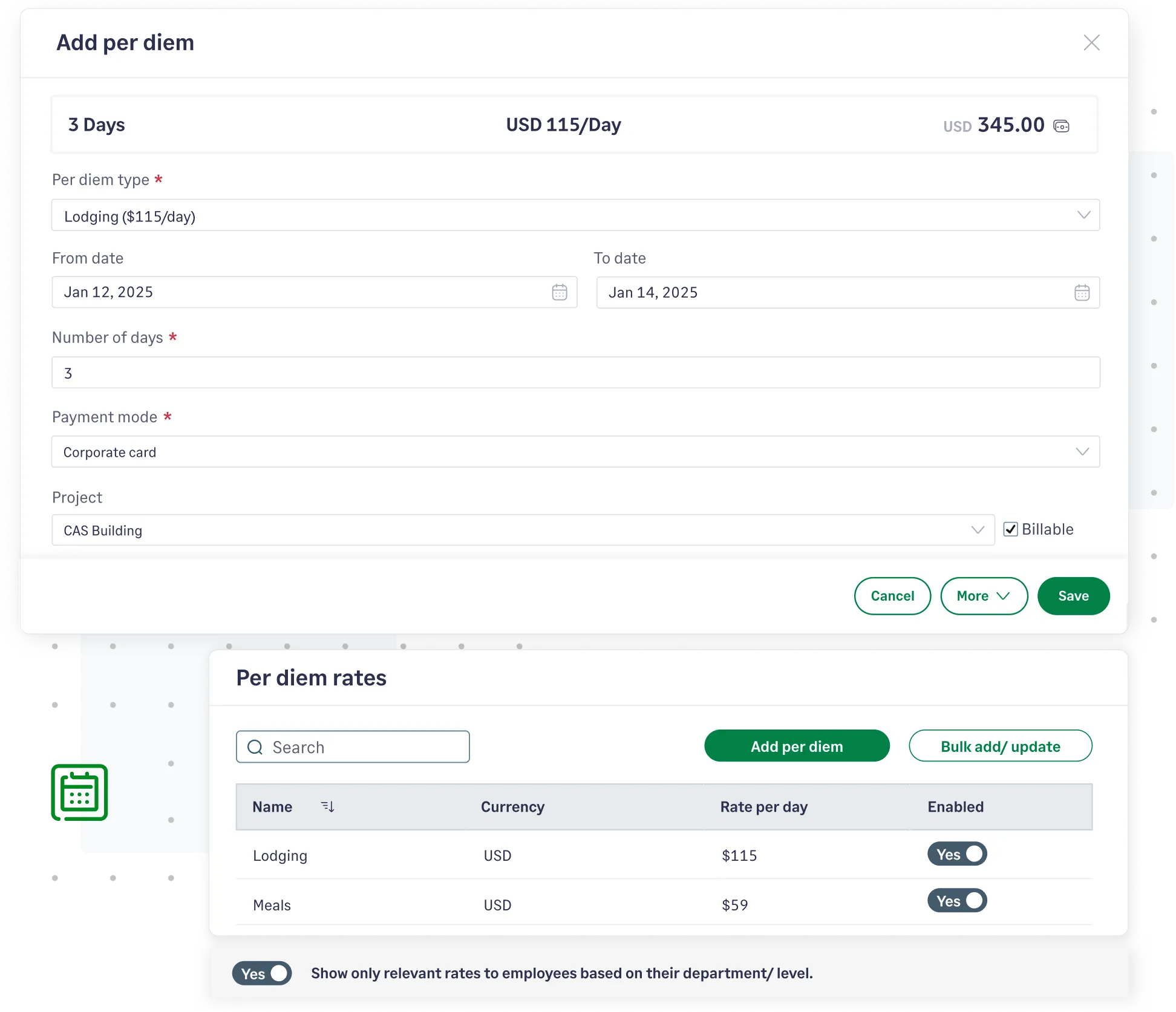 Configure and manage per diems with Sage Expense Management