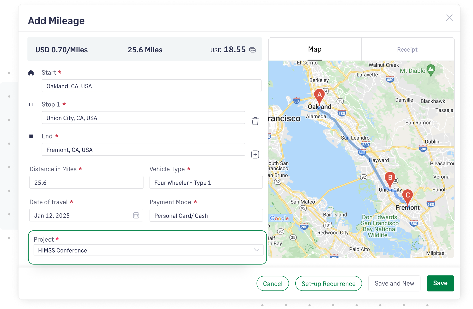 Track and reimburse mileage with Sage Expense Management