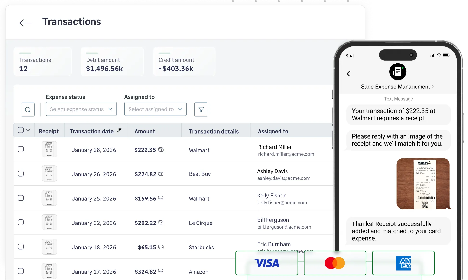 Automatically reconcile credit card spend in real-time with Sage expense management