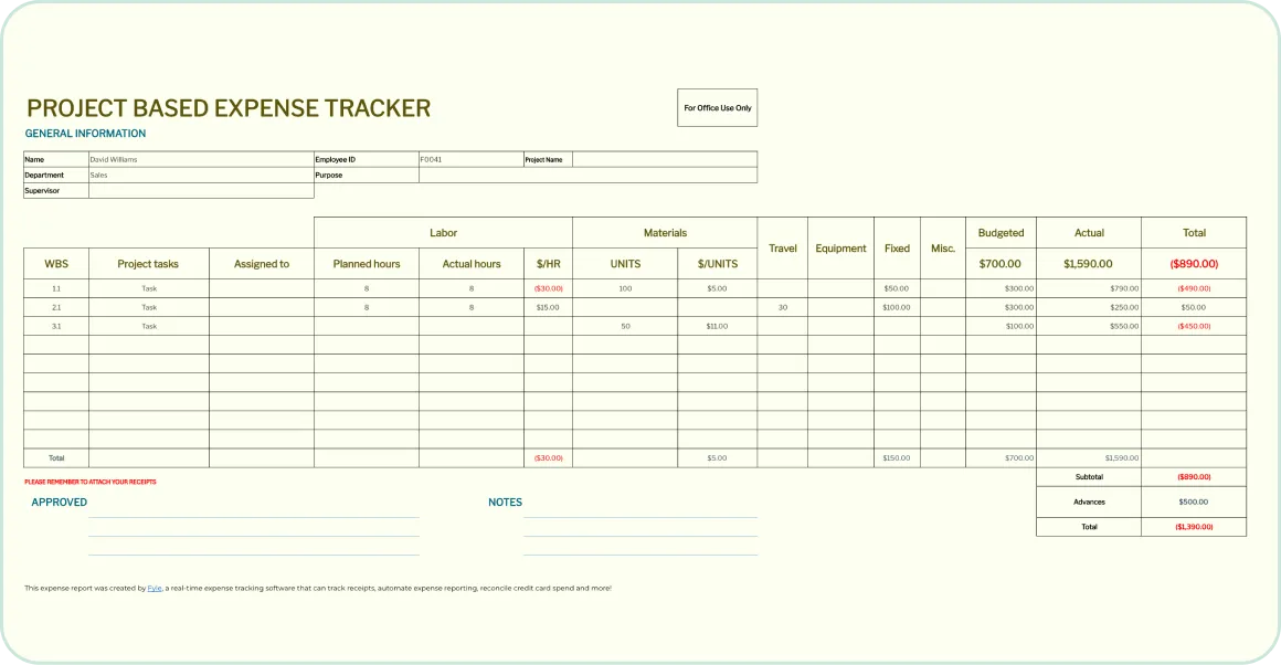 project budget template excel