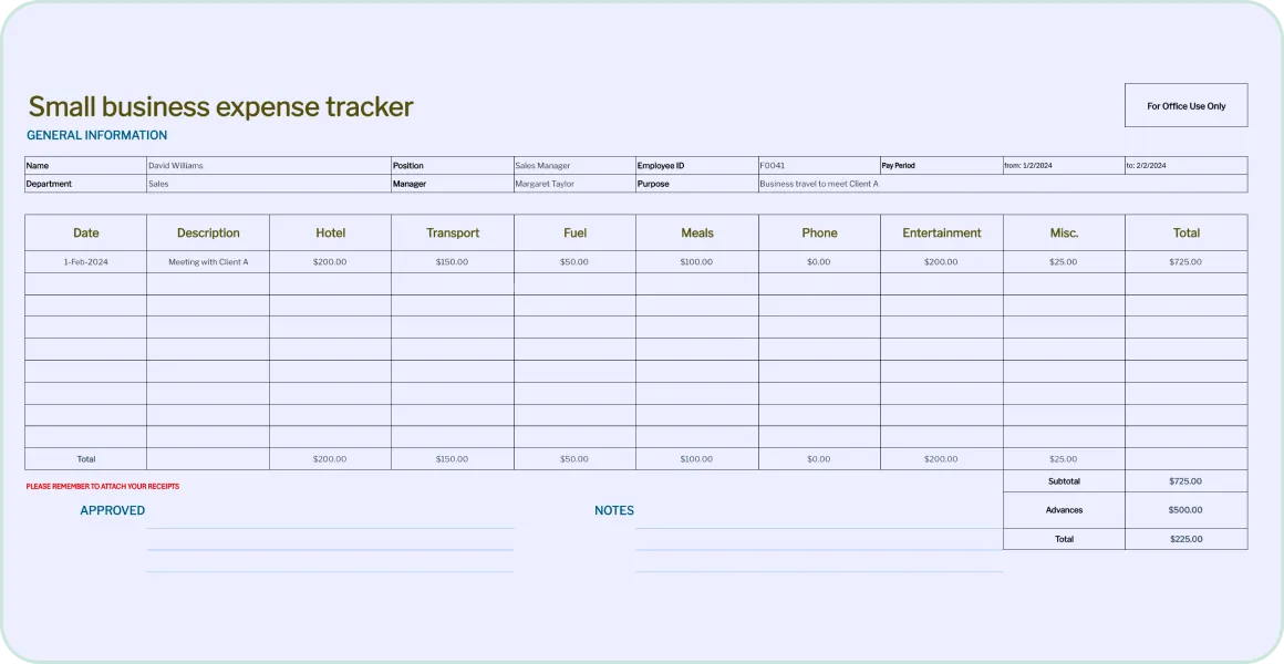 small business excel template