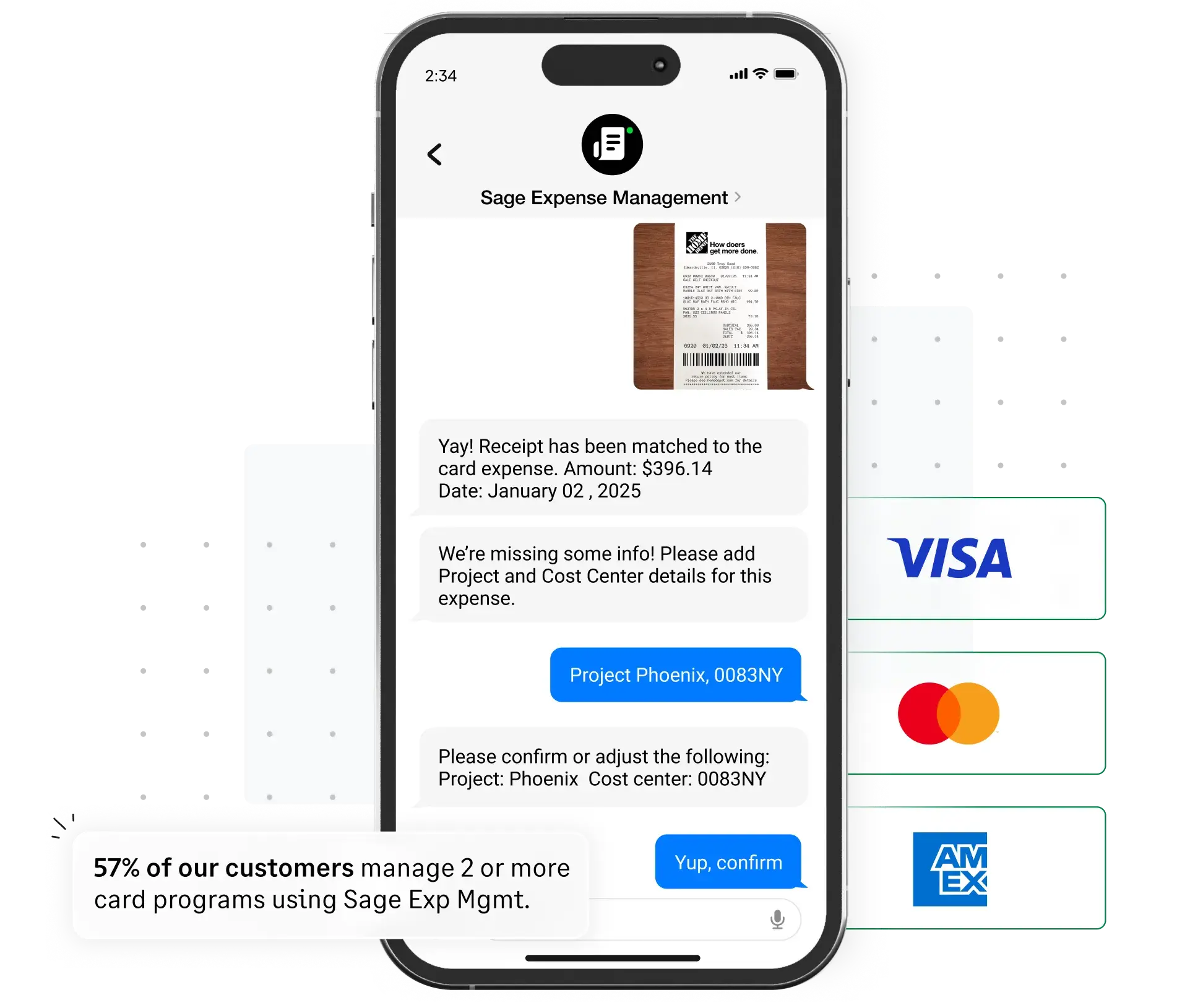 Sage Expense Management's integrates seamlessly with existing business credit cards for automated, real-time expense tracking and reconciliation