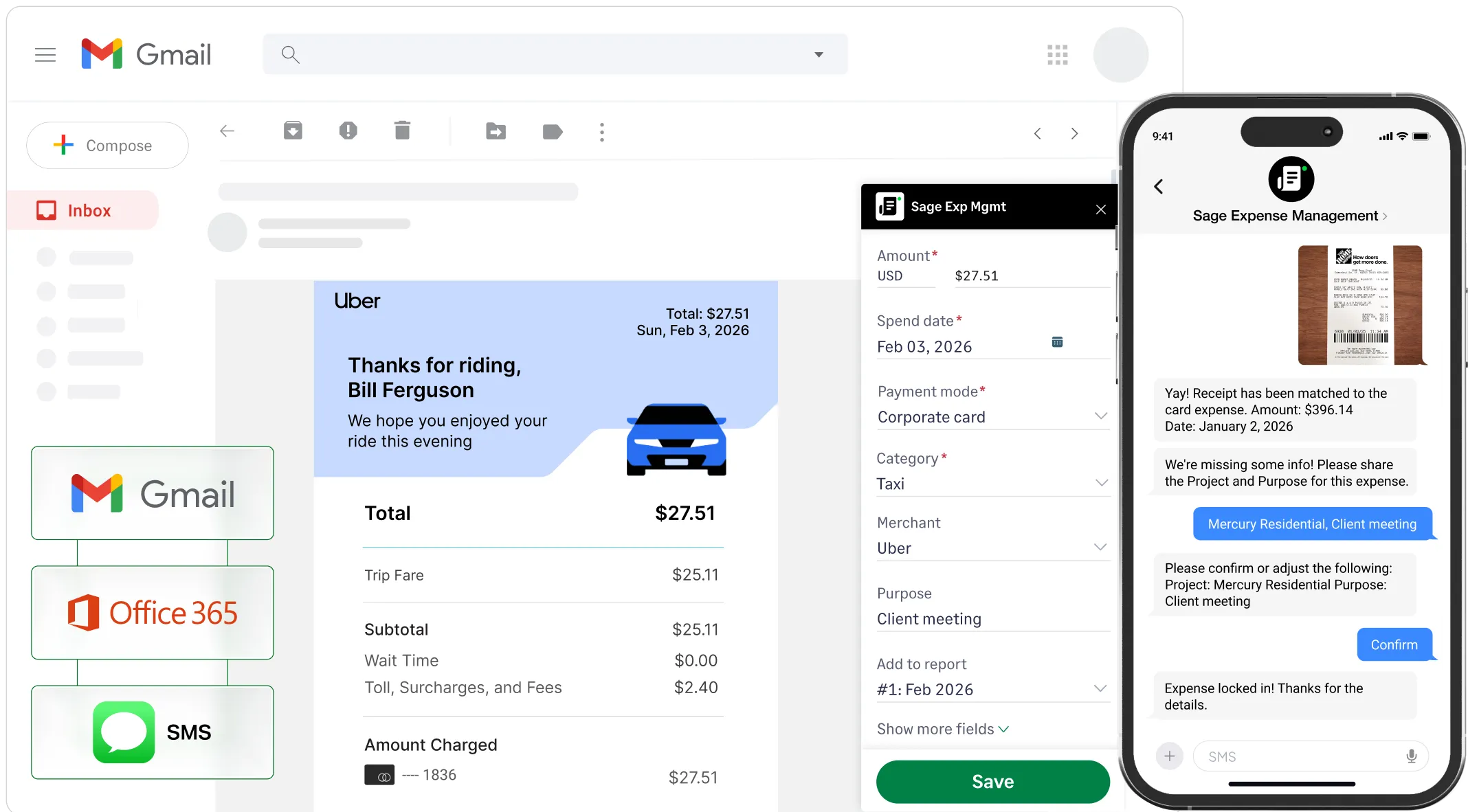 Track receipts with Sage Expense Management using everyday apps
