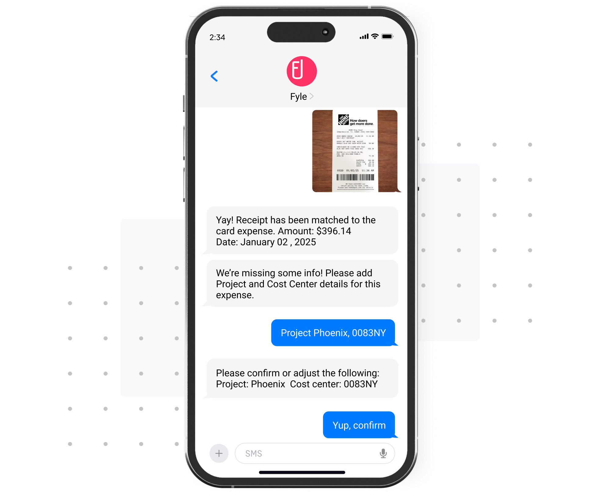 Track and reconcile receipts via text message for card spend with Sage Expense Management