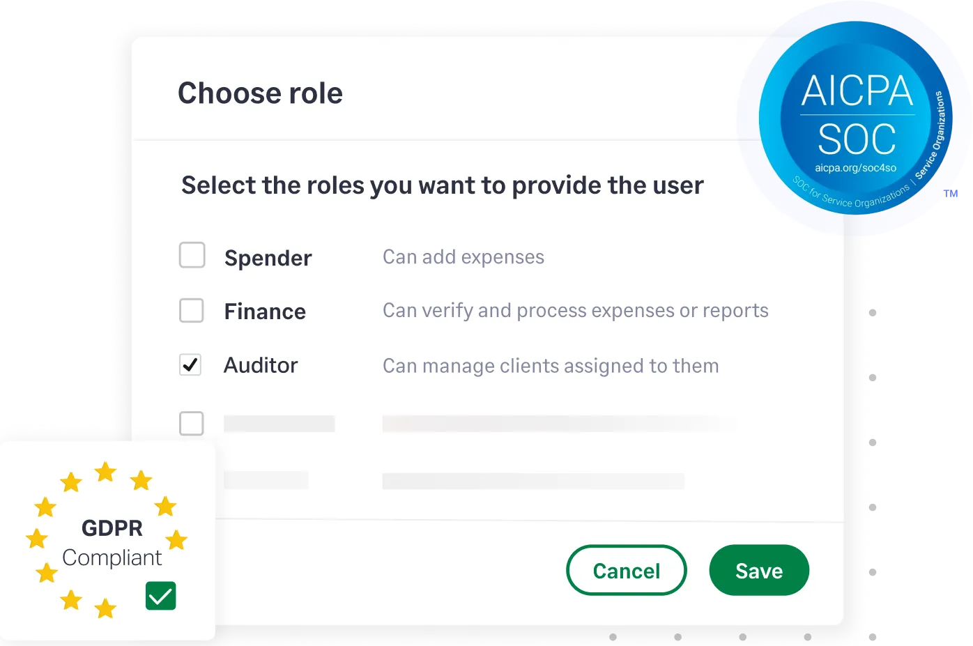 Sage Expense Management's security badges and features