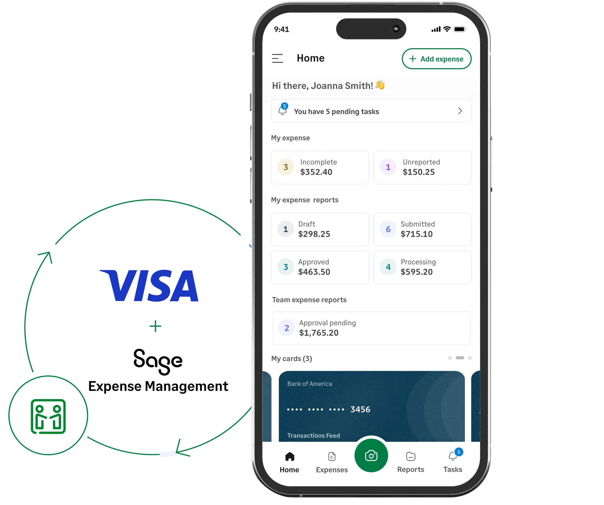 Sage Expense Management integrates with any Visa business card from any bank