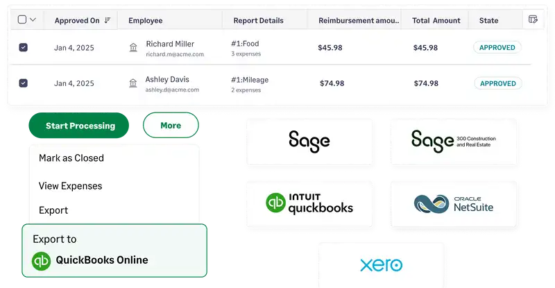 accounting integrations of Fyle's corporate credit card expense management software