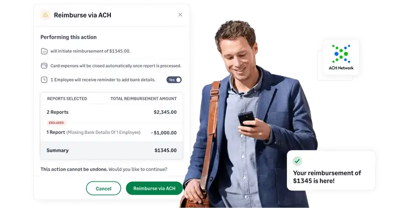 Reimburse employee expenses via ACH from Sage Expense Management