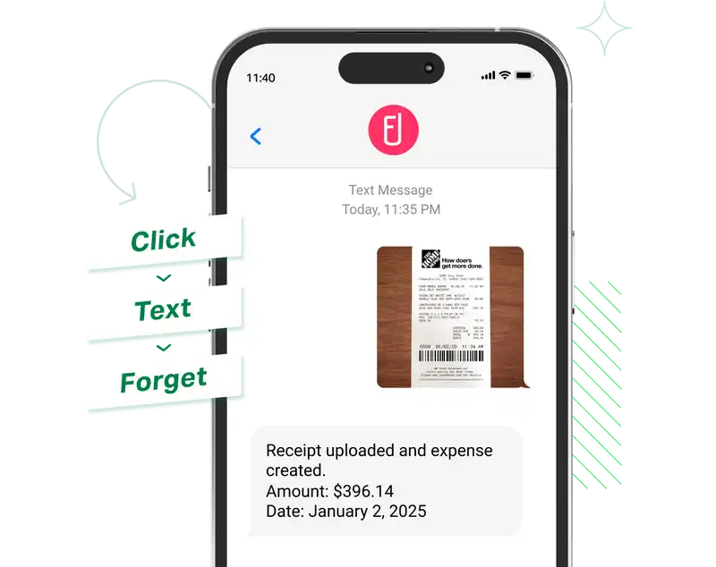 Fyle's corporate credit card expense management software receipt texting feature