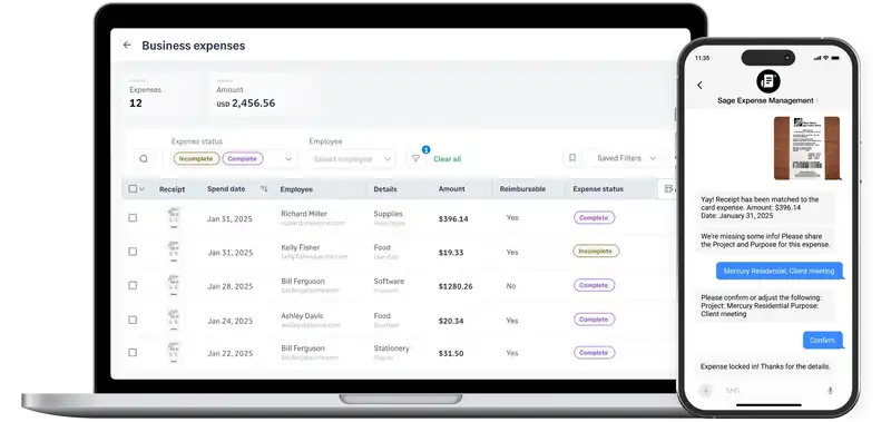 Sage Expense Management dashboard for Client Accounting Services