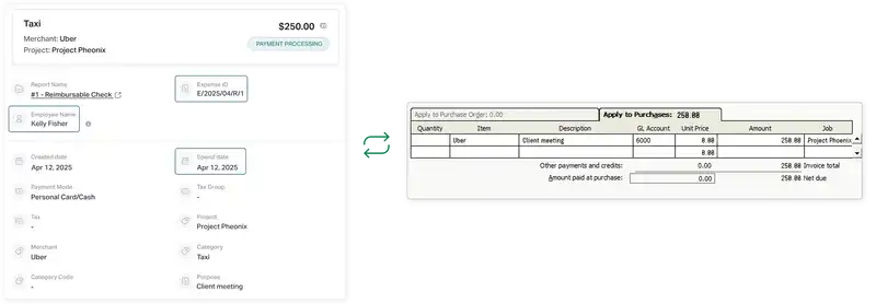 Export expenses via Sage 50 integration